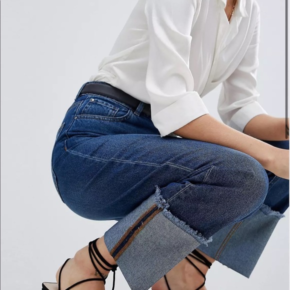 WAREHOUSE Turn Up Frayed Hem Jeans cuffed denim size 26 - Picture 3 of 9